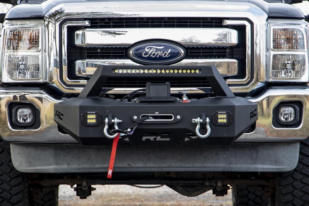 Ford F-250 Super Duty Winch Mount Kit - Rough Country - EXO - Black - '11-'16
